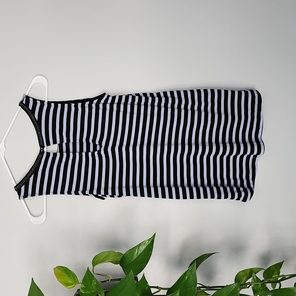 SMART Set blue black striped tank shirt top medium - Picture 3 of 4